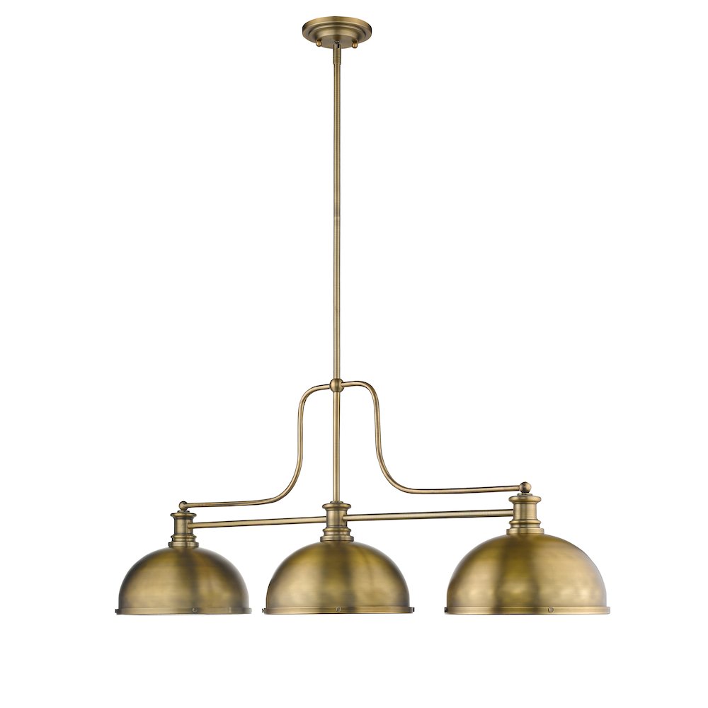 Z-Lite Melange 3 Light Billiard, Steel Frame, Heritage Brass Shade Color. Picture 2