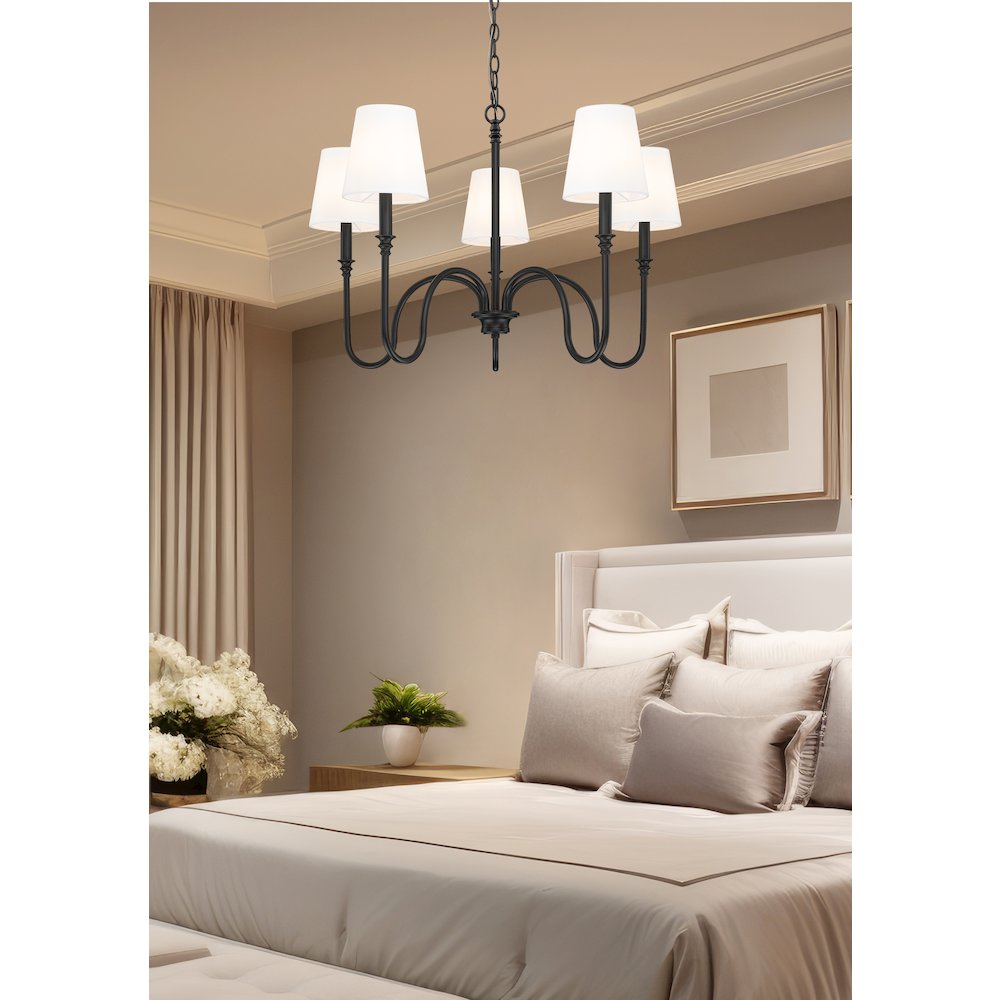 Z-Lite 5 Light Chandelier, Matte Black. Picture 5