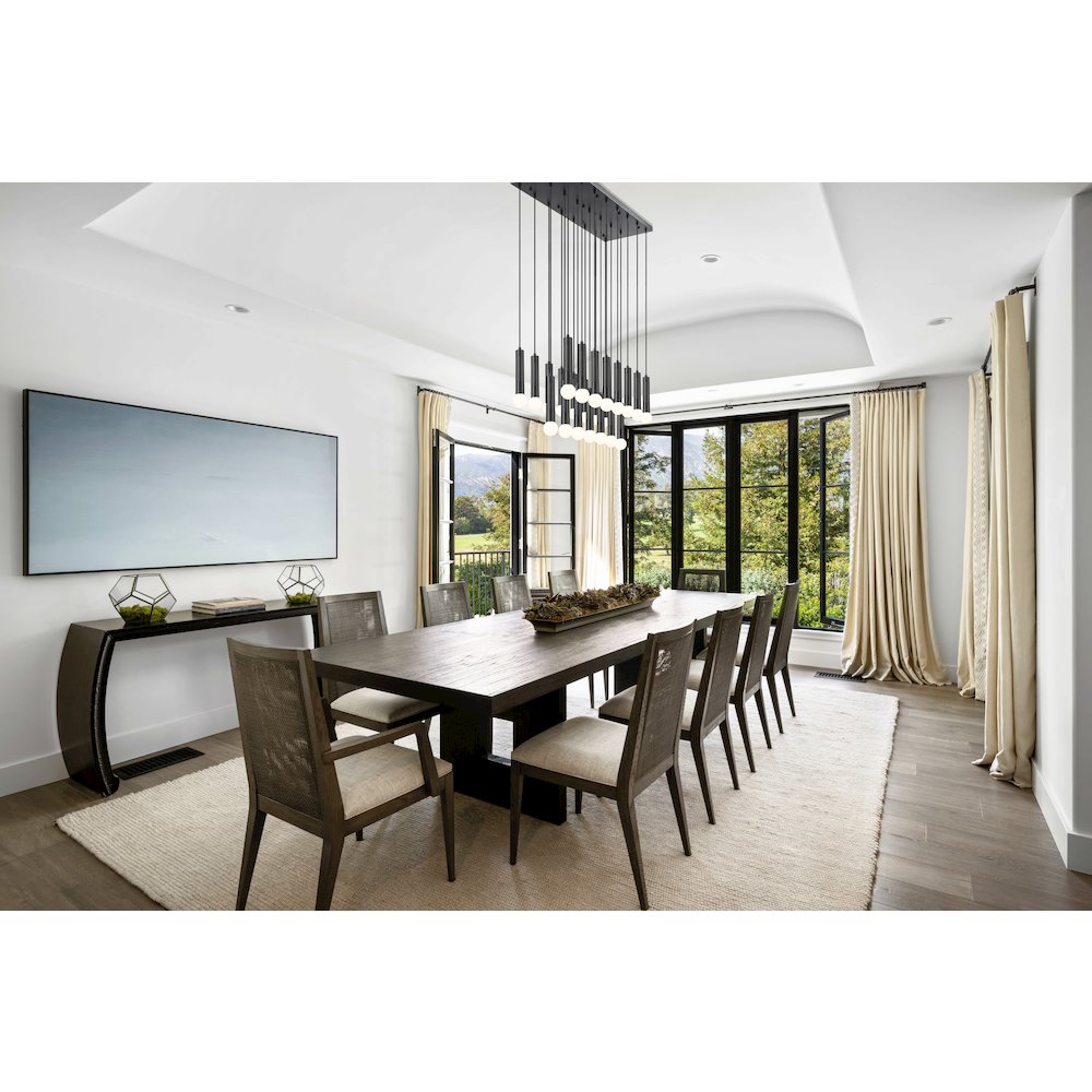 Z-Lite Stari 23 Light Linear Chandelier in Matte Black color, Steel frame. Picture 7