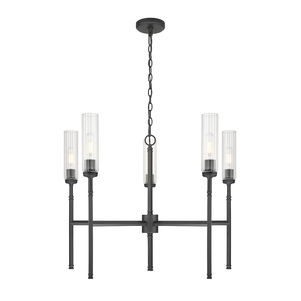 Z-Lite 5 Light Chandelier, Matte Black. Picture 1