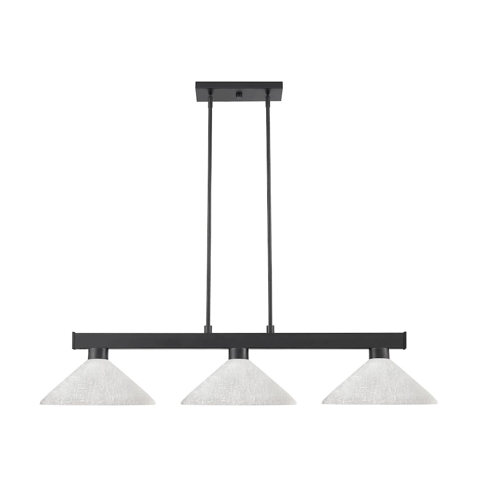 Z-Lite Cobalt 3 Light Billiard, Steel Frame, White Linen Shade Color. Picture 1
