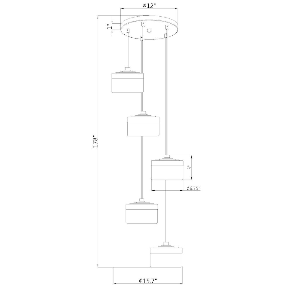 Z-Lite 5 Light Chandelier, Matte Black. Picture 8