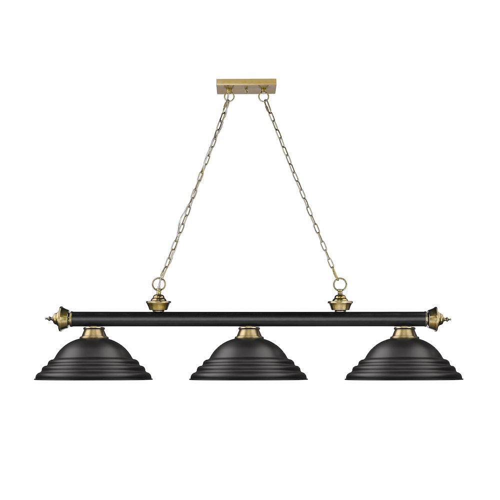 Z-Lite Cordon 3 Light Billiard, Steel Frame, Matte Black Shade Color. Picture 2