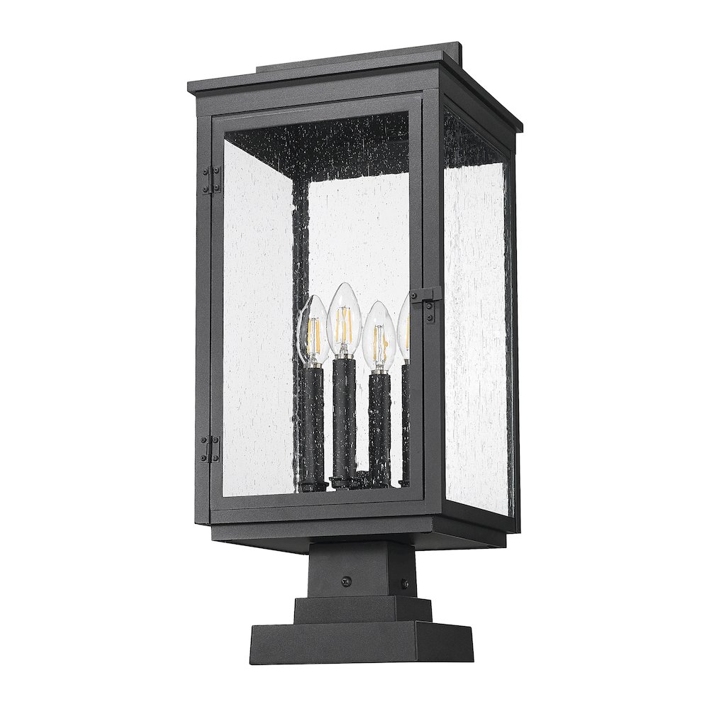 Z-Lite Hartwell 4 Light Outdoor Pier Mounted Fixture in Sand Black color. Picture 5