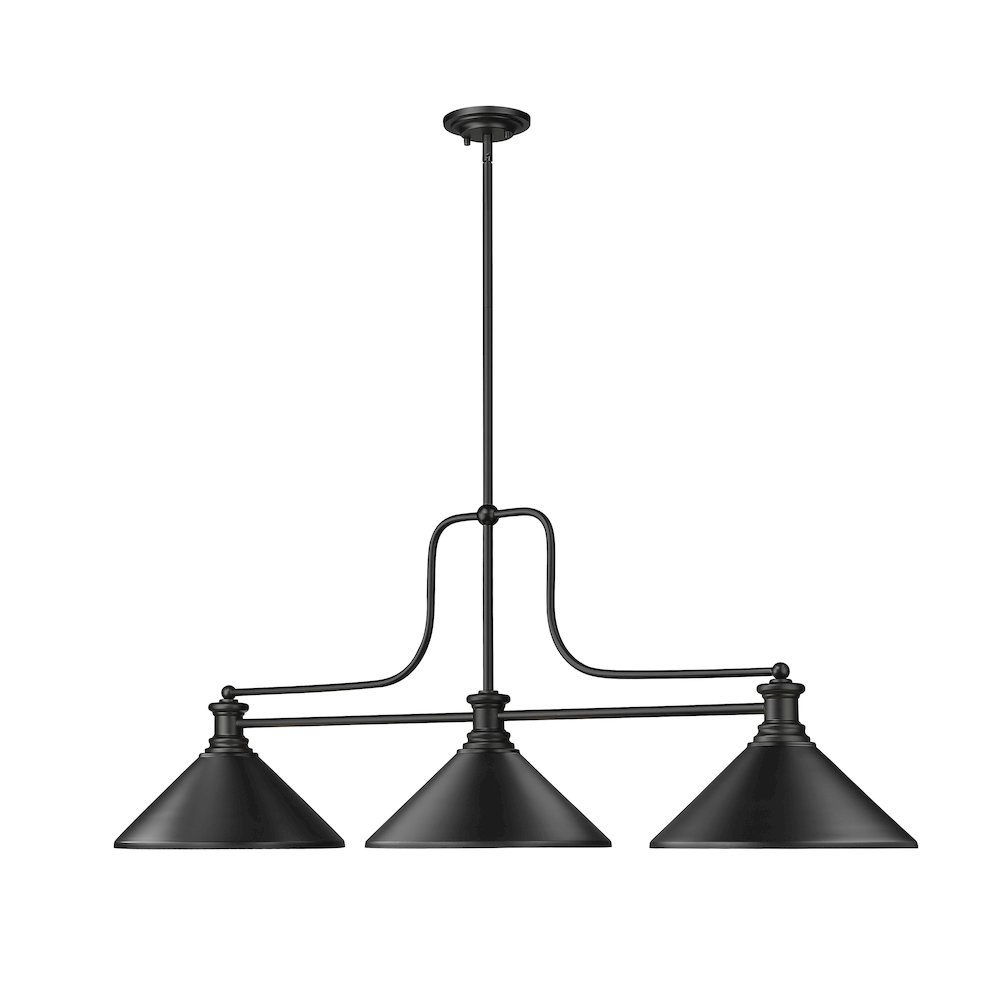 Z-Lite Melange 3 Light Billiard, Steel Frame, Matte Black Shade Color. Picture 3