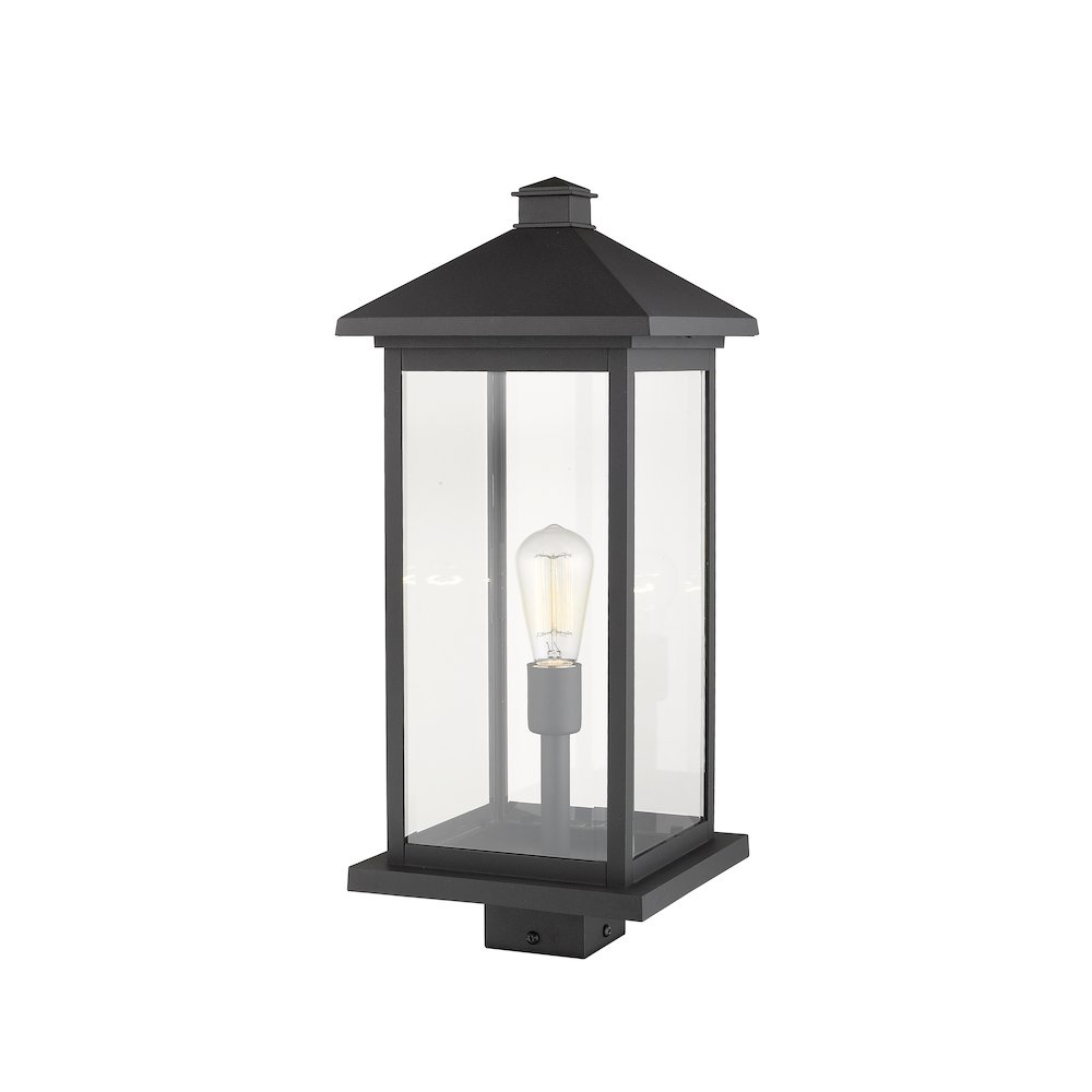 Z-Lite Portland 1 Light Outdoor Post Mount Fixture in Black Frame Finish. Picture 4
