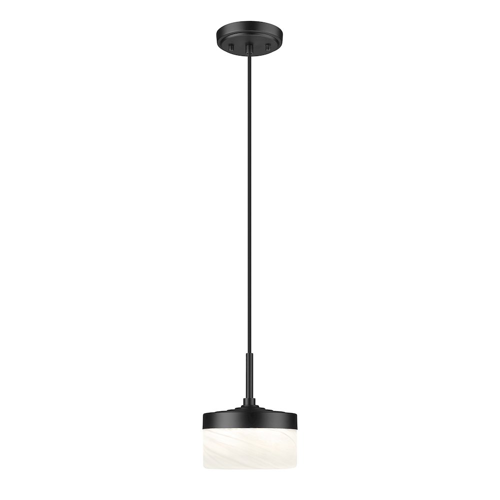 Z-Lite 1 Light Pendant, Matte Black. Picture 1