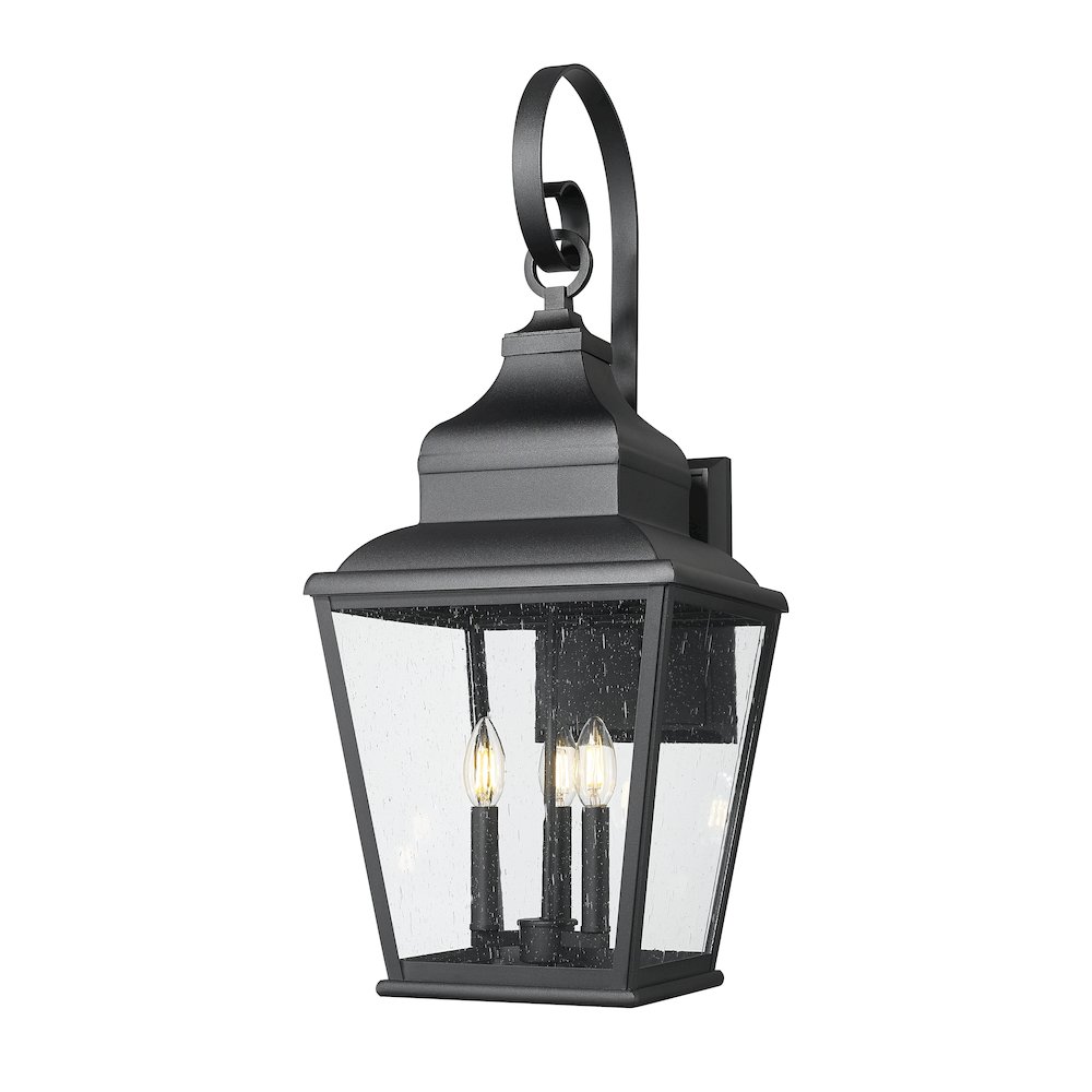 Z-Lite 3 Light Outdoor Wall Light, Sand Black. Picture 1