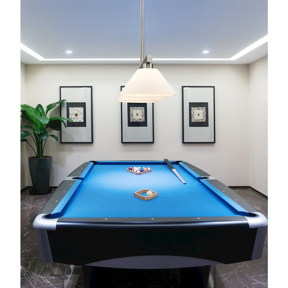 Z-Lite Cobalt 3 Light Billiard, Steel Frame, Matte Opal Shade Color. Picture 6
