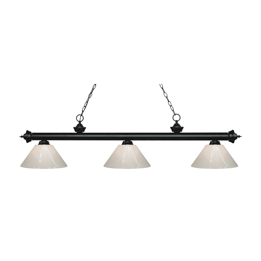 Z-Lite Riviera 3 Light Billiard, Steel Frame, White Shade Color. Picture 1