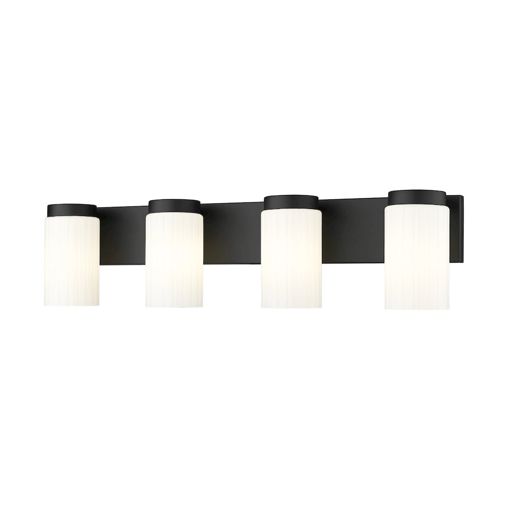 Z-Lite Burk 4 Light Vanity, Matte Black. Picture 1
