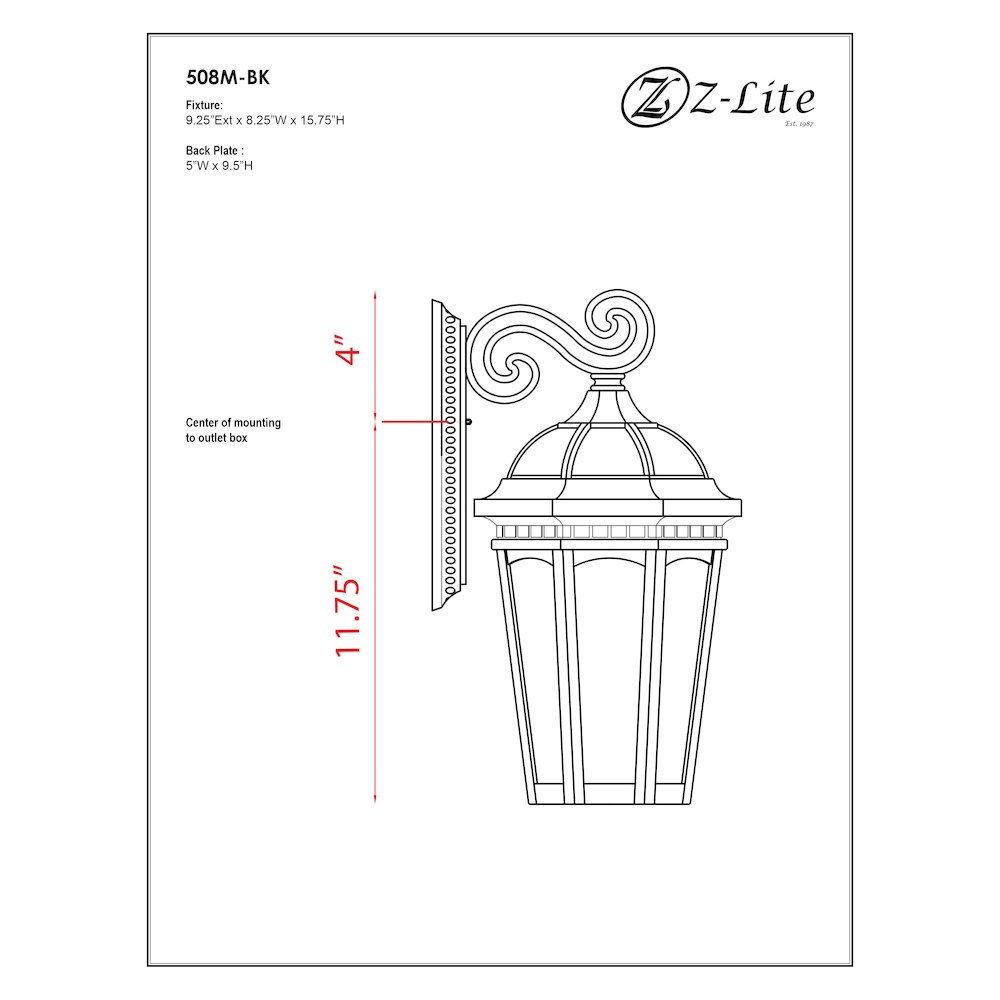 Z-Lite 1 Light Outdoor Wall Light. Picture 2