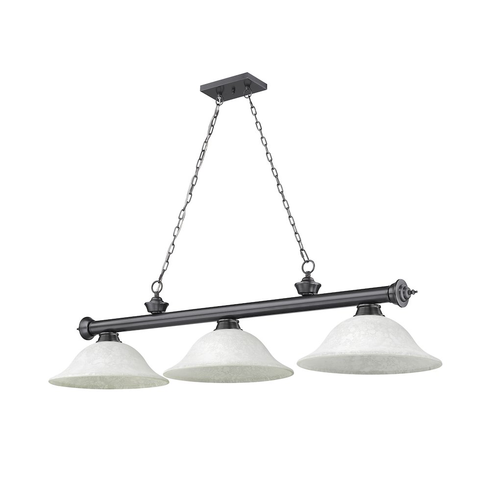 Z-Lite Cordon 3 Light Billiard, Steel Frame, White Mottle Shade Color. Picture 5