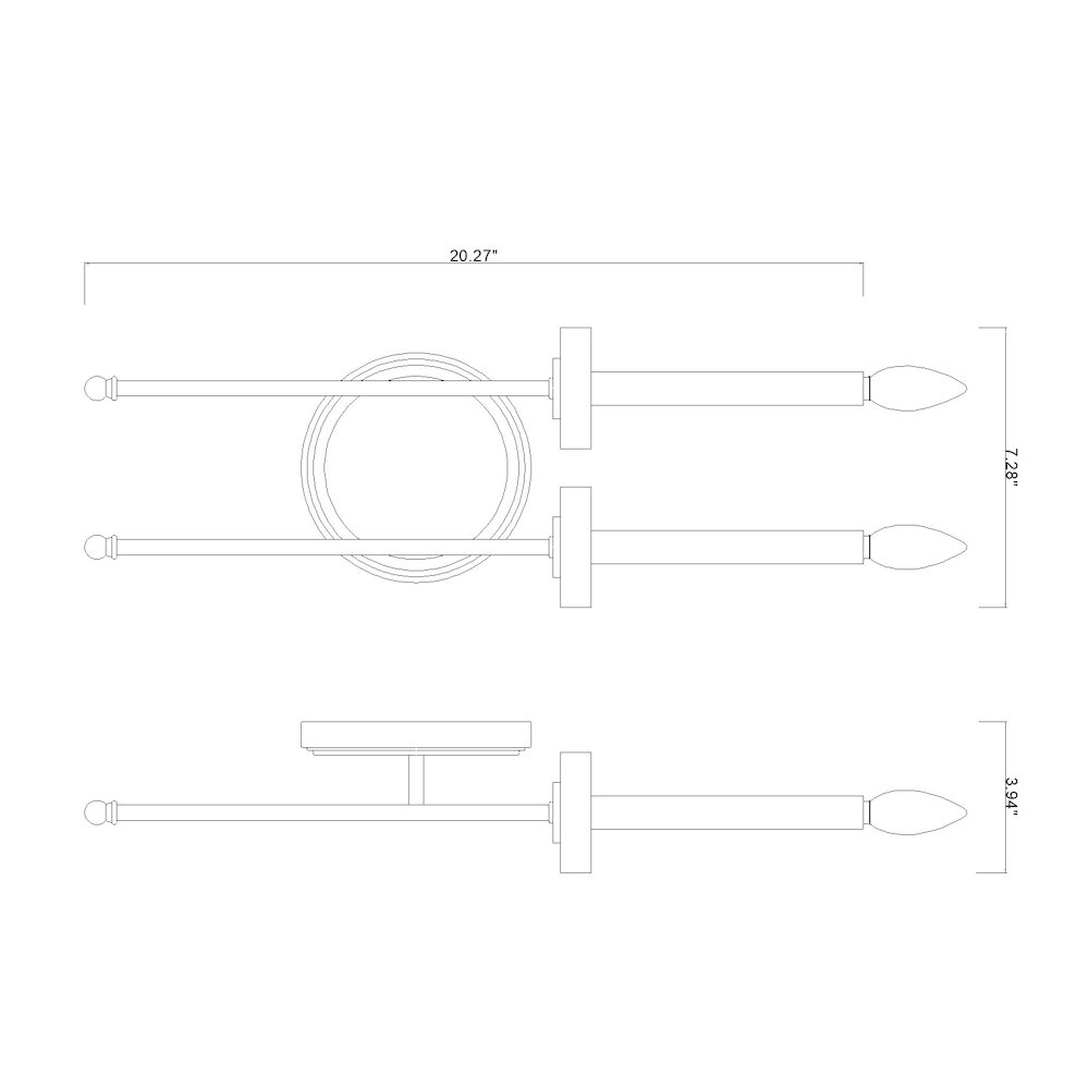 Z-Lite 2 Light Wall Sconce, Matte Black+Mordern Gold. Picture 8