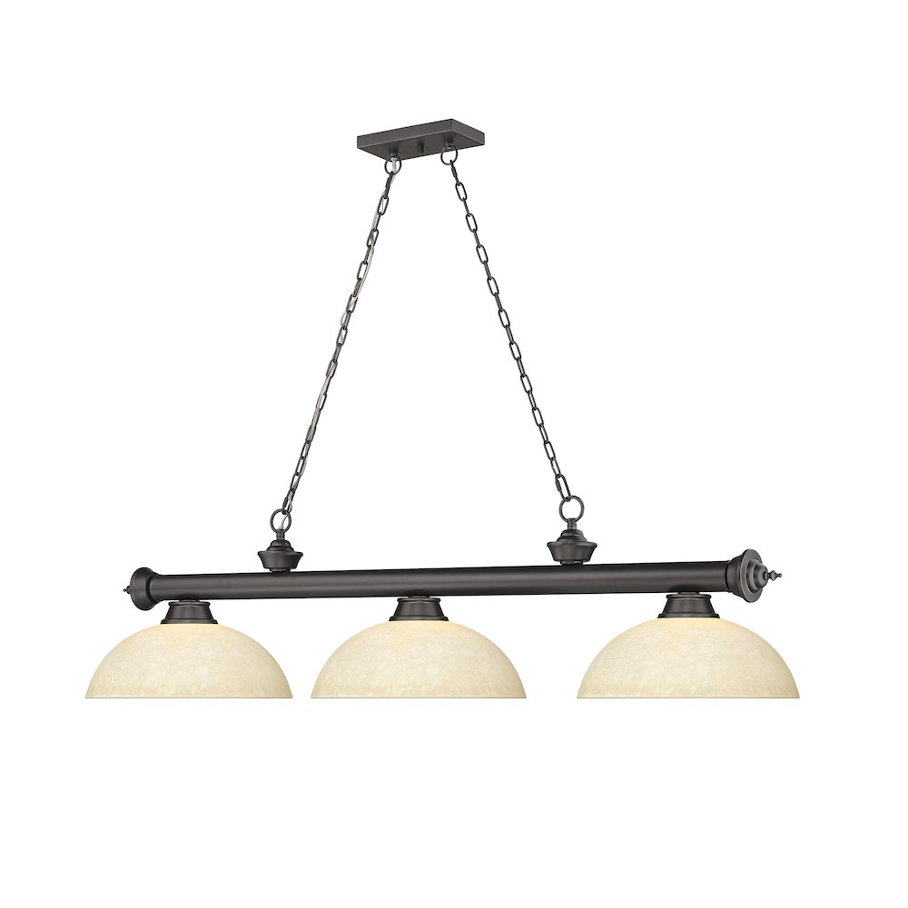 Z-Lite Cordon 3 Light Billiard, Steel Frame, Golden Mottle Shade Color. Picture 3