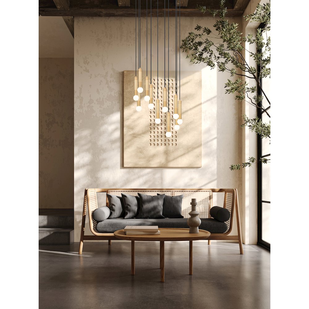 Z-Lite Stari 11 Light Chandelier in Modern Gold color, Steel frame. Picture 7