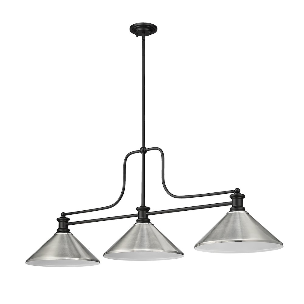 Z-Lite Melange 3 Light Billiard, Steel Frame, Brushed Nickel Shade Color. Picture 5