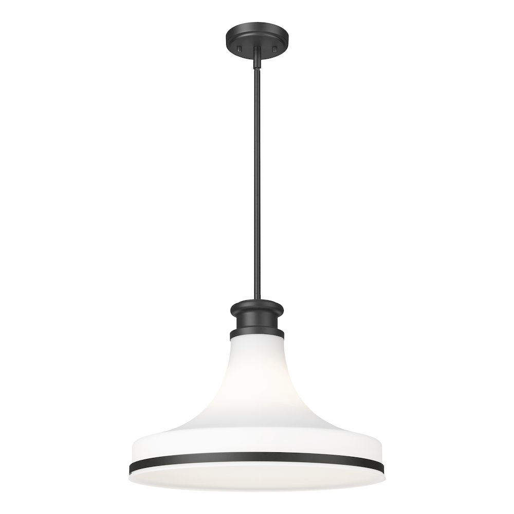 Z-Lite 1 Light Pendant, Matte Black. Picture 3
