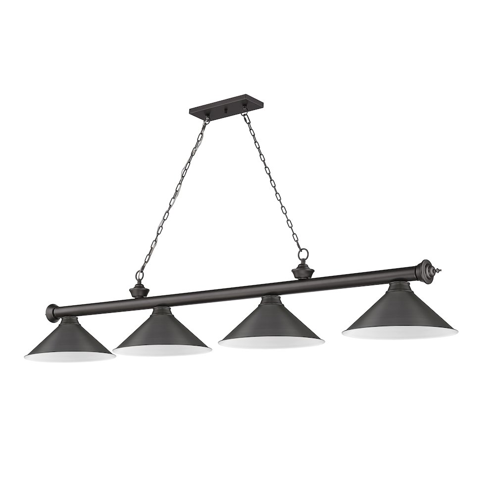 Z-Lite Cordon 4 Light Billiard, Steel Frame, Bronze Shade Color. Picture 5