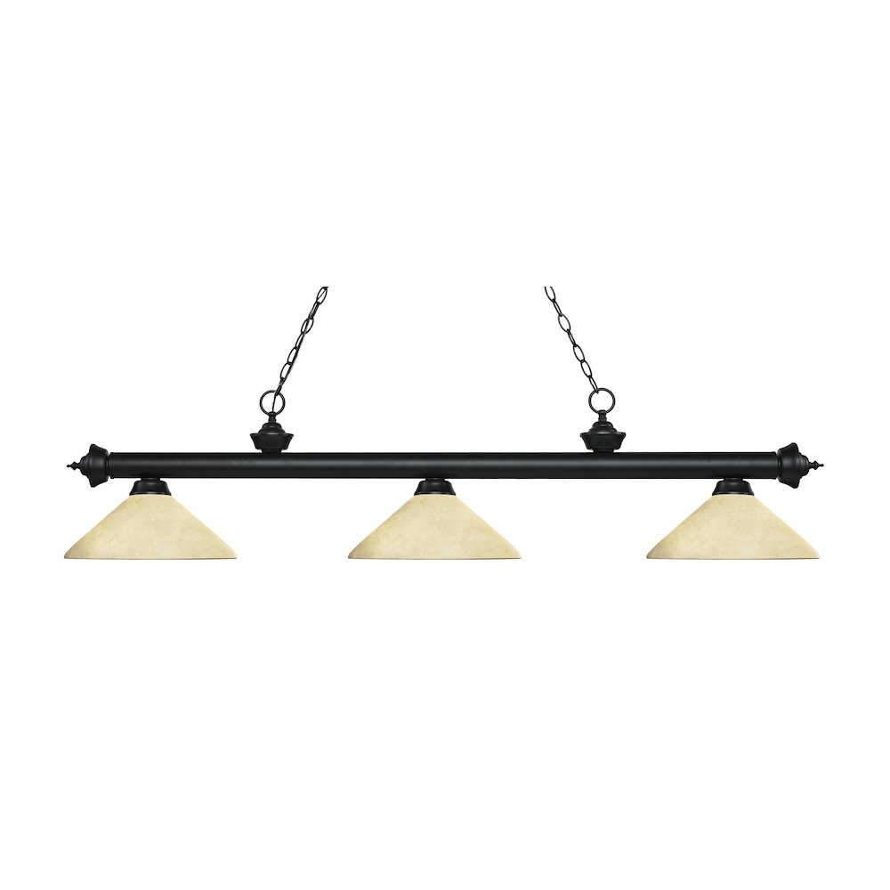 Z-Lite Riviera 3 Light Billiard, Steel Frame, Golden Mottle Shade Color. Picture 1