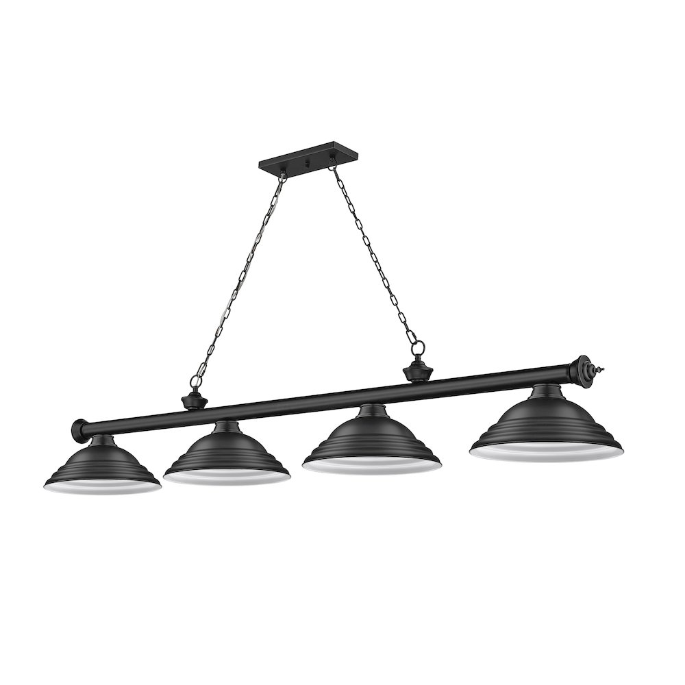 Z-Lite Cordon 4 Light Billiard, Steel Frame, Matte Black Shade Color. Picture 5
