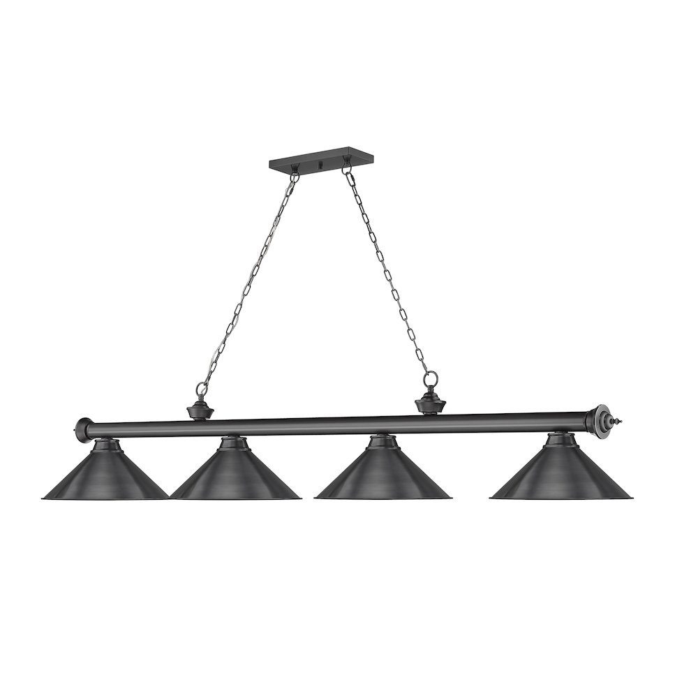 Z-Lite Cordon 4 Light Billiard, Steel Frame, Bronze Plate Shade Color. Picture 3
