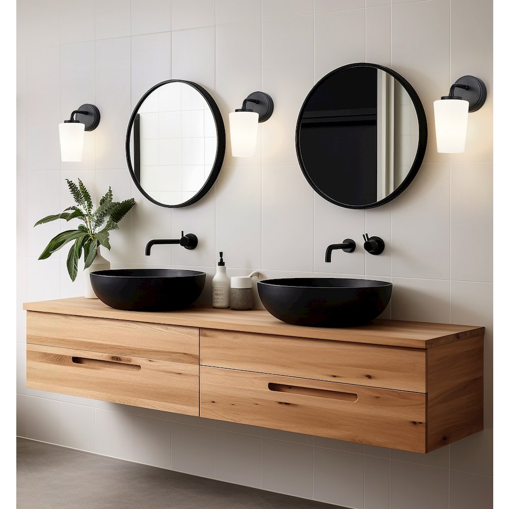Z-Lite Montford 1 Light Wall Sconce in Matte Black color, Steel frame. Picture 6
