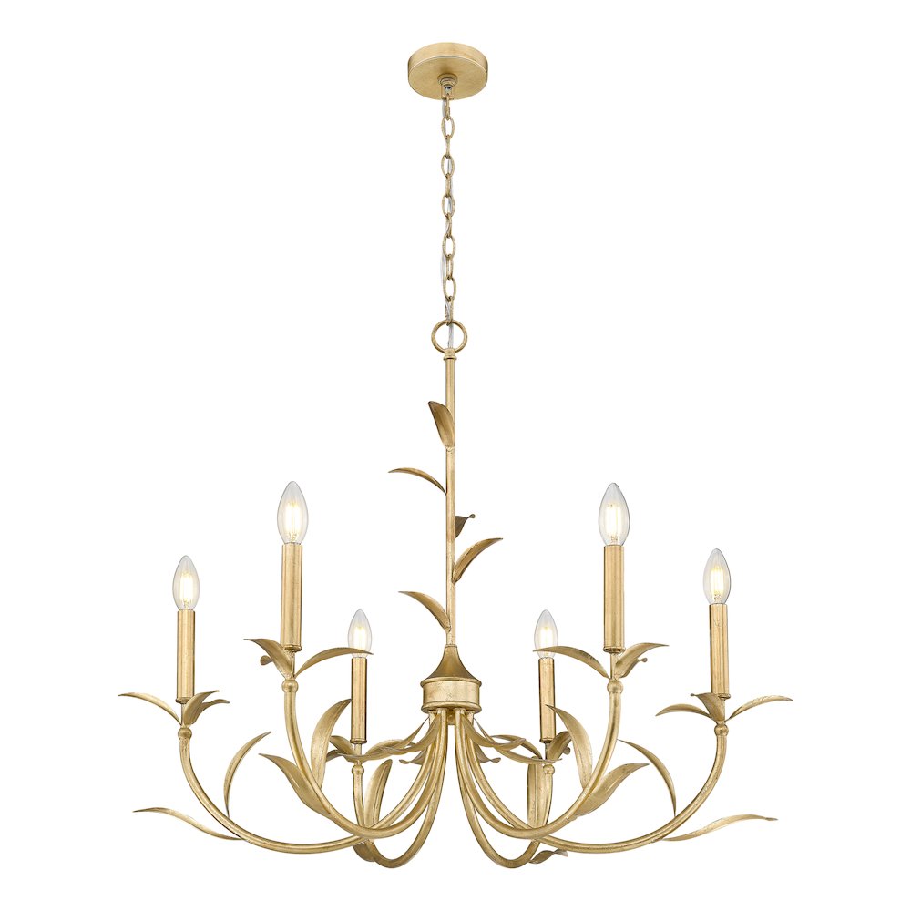 Z-Lite 6 Light Chandelier, Gold Leaf. Picture 2