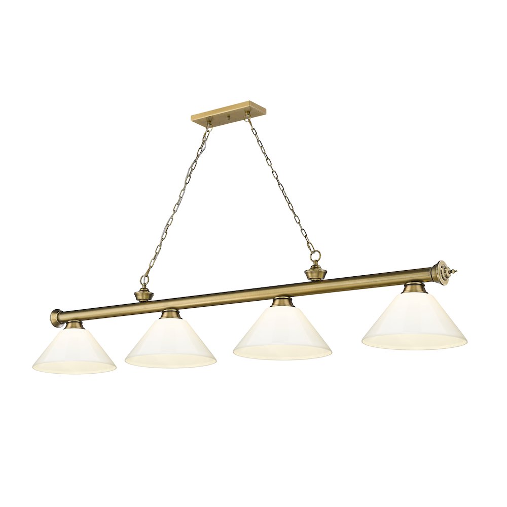 Z-Lite Cordon 4 Light Billiard, Steel Frame, White Shade Color. Picture 1