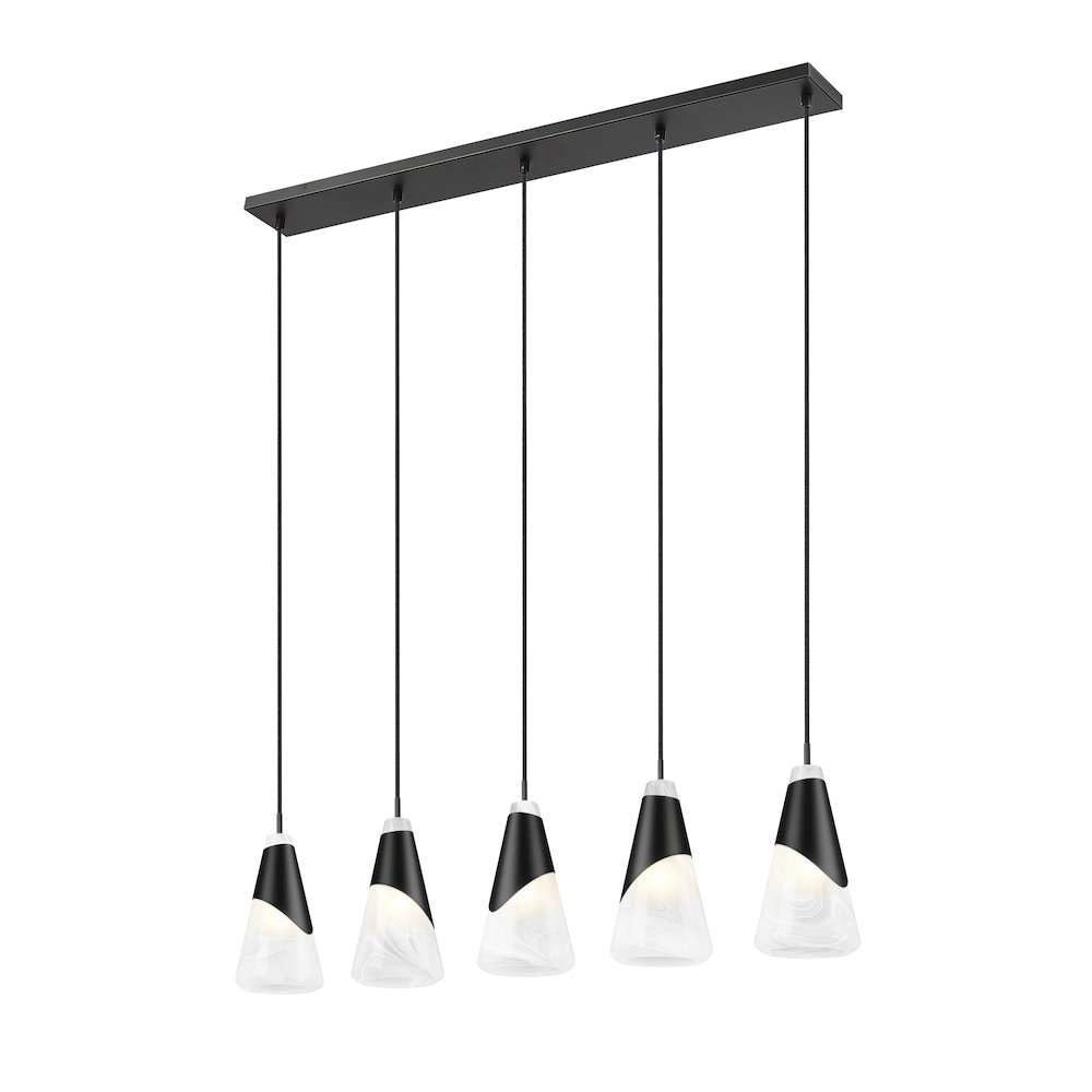Z-Lite Aimie 5 Light Linear Chandelier, Matte Black. Picture 2