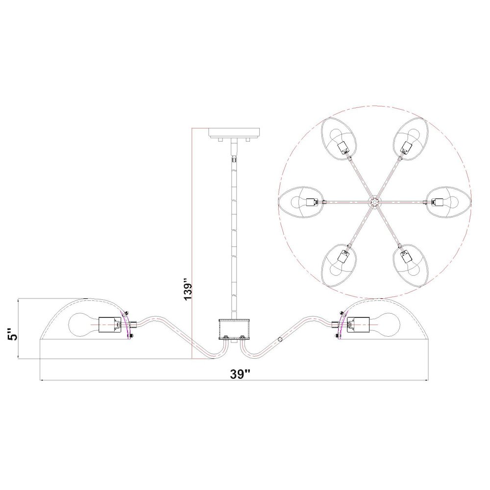 Z-Lite 6 Light Chandelier, Matte Black. Picture 8