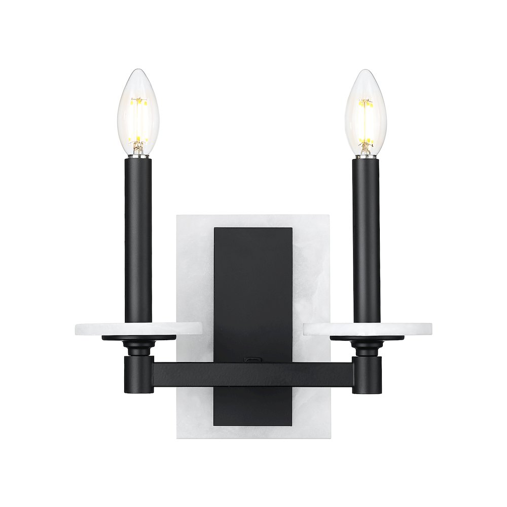 Z-Lite Kaden 2 Light Wall Sconce in Matte Black color, Steel frame. Picture 1