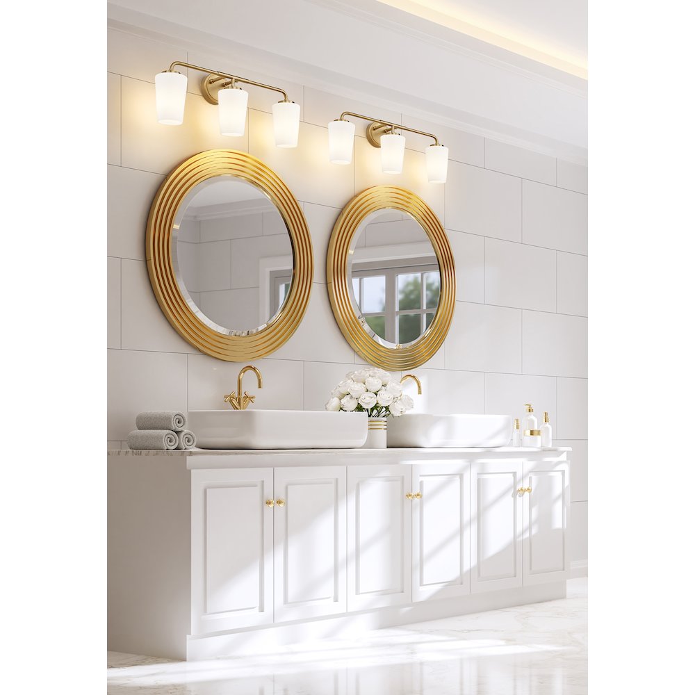 Z-Lite Montford 3 Light Vanity in Modern Gold color, Steel frame. Picture 7