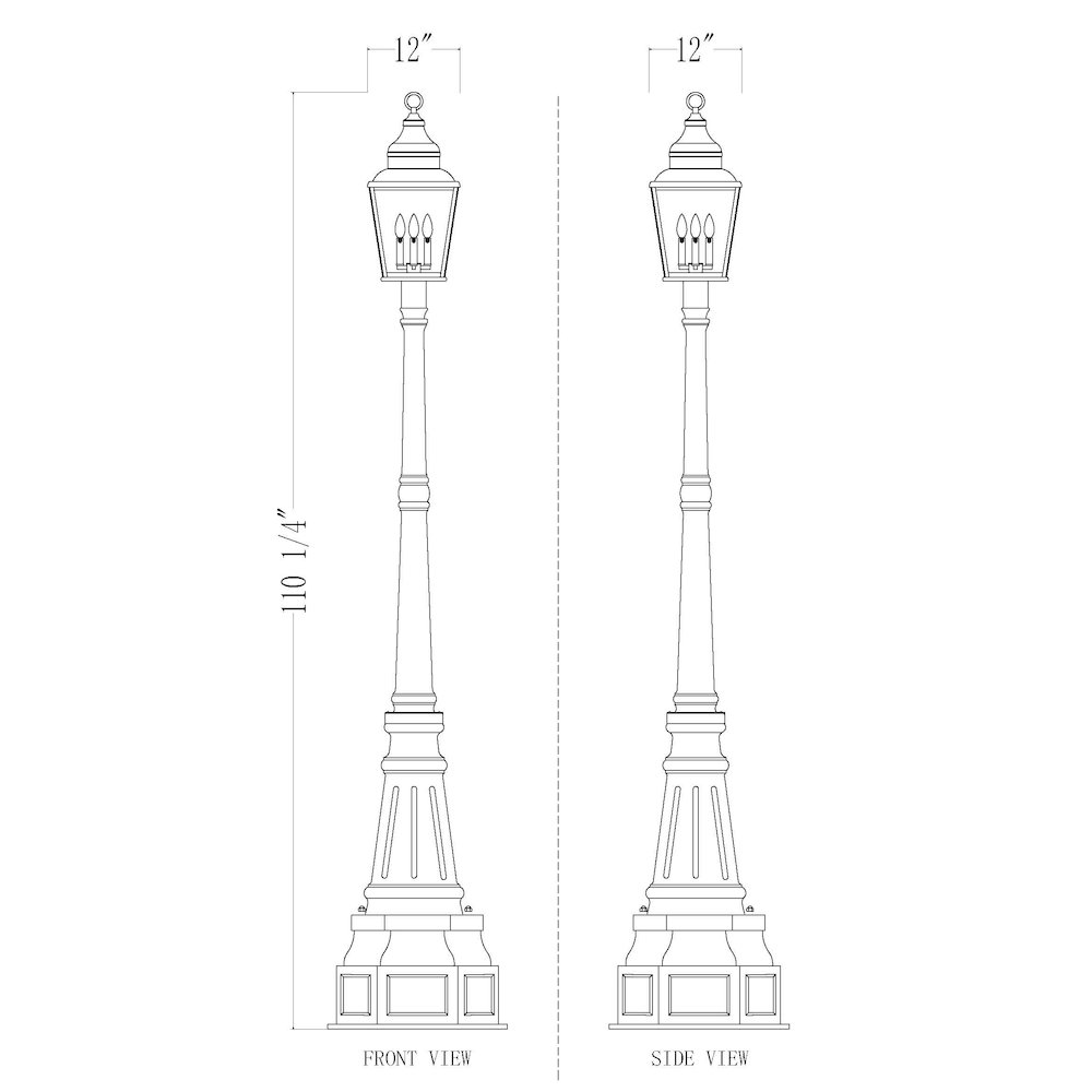Z-Lite 3 Light Outdoor Post Mounted Fixture, Sand Black. Picture 8