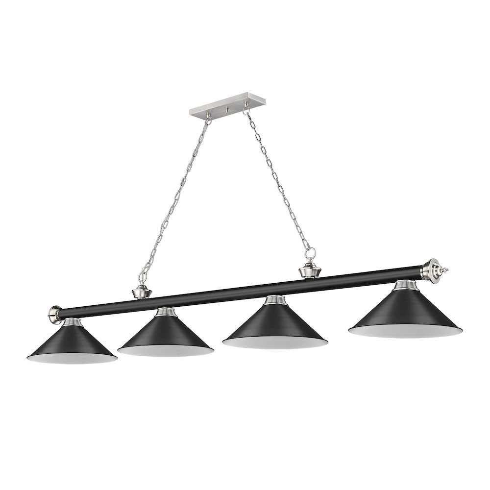 Z-Lite Cordon 4 Light Billiard, Steel Frame, Matte Black Shade Color. Picture 5