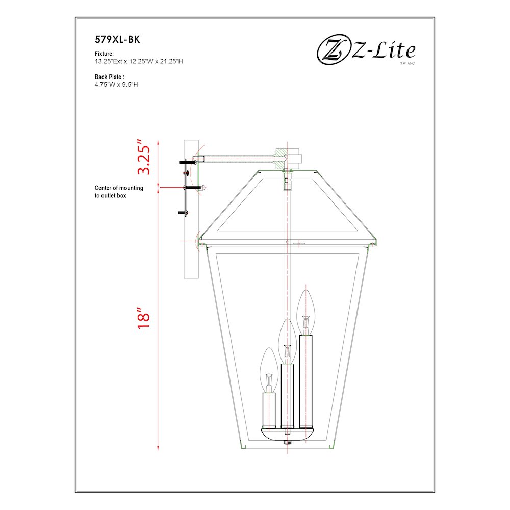 Z-Lite 3 Light Outdoor Wall Light. Picture 8