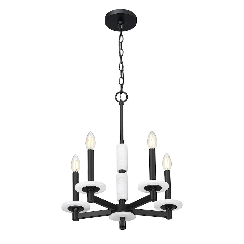 Z-Lite Kaden 5 Light Chandelier in Matte Black color, Steel frame. Picture 2