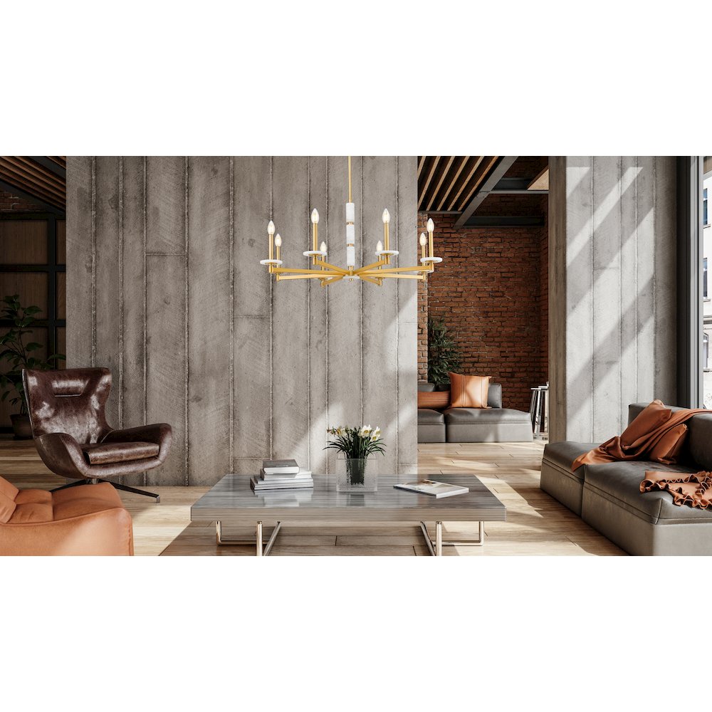 Z-Lite Kaden 8 Light Chandelier in Modern Gold color, Steel frame. Picture 6