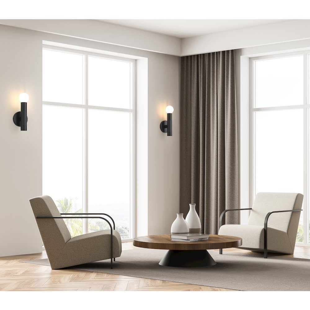 Z-Lite Stari 1 Light Wall Sconce in Matte Black color, Steel frame. Picture 7