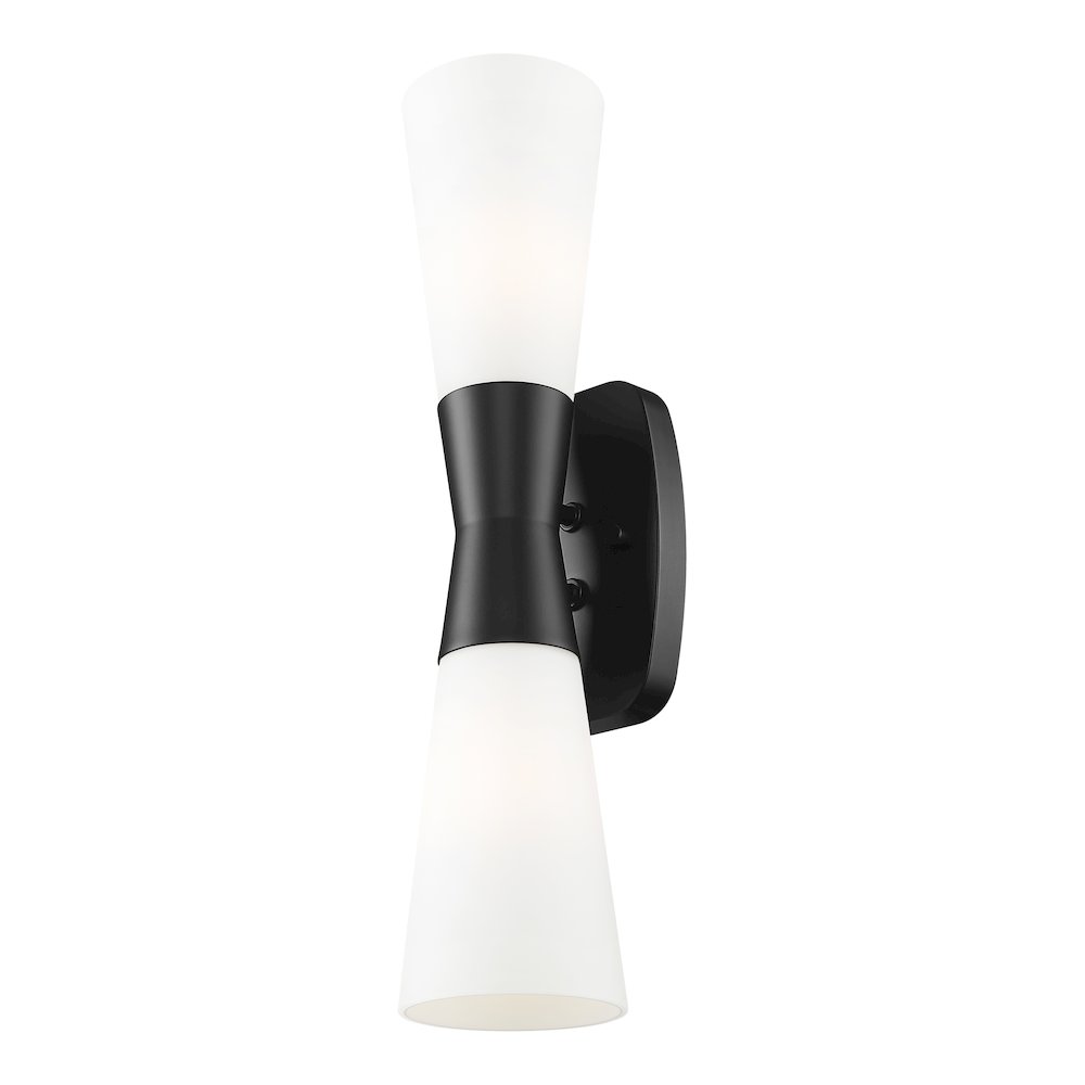 Z-Lite 2 Light Wall Sconce, Matte Black. Picture 3