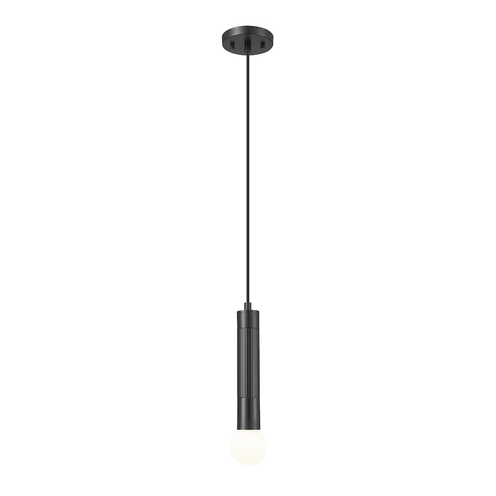 Z-Lite Stari 1 Light Pendant in Matte Black color, Steel frame. Picture 1