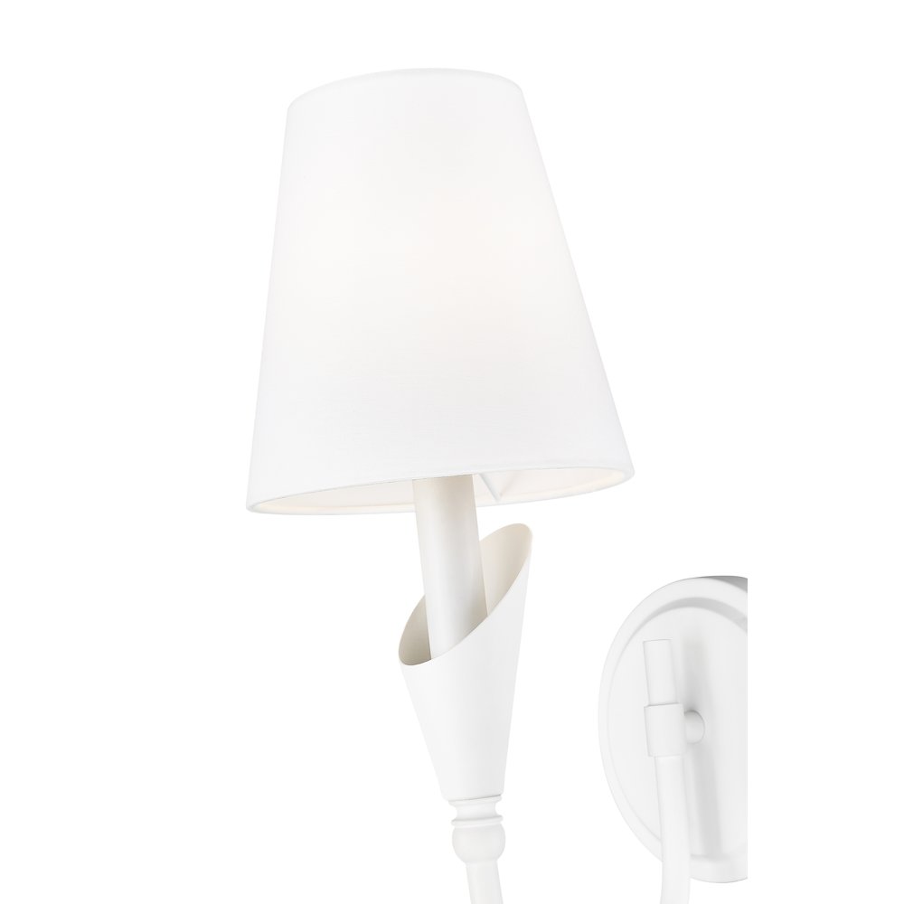 Z-Lite Claudelle 1 Light Wall Sconce in Textured White color, Steel frame. Picture 4