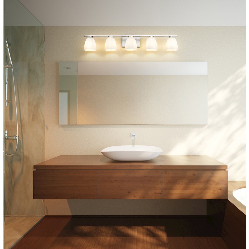 Z-Lite Naya 5 Light Vanity in Brushed Nickel color, Steel frame. Picture 7