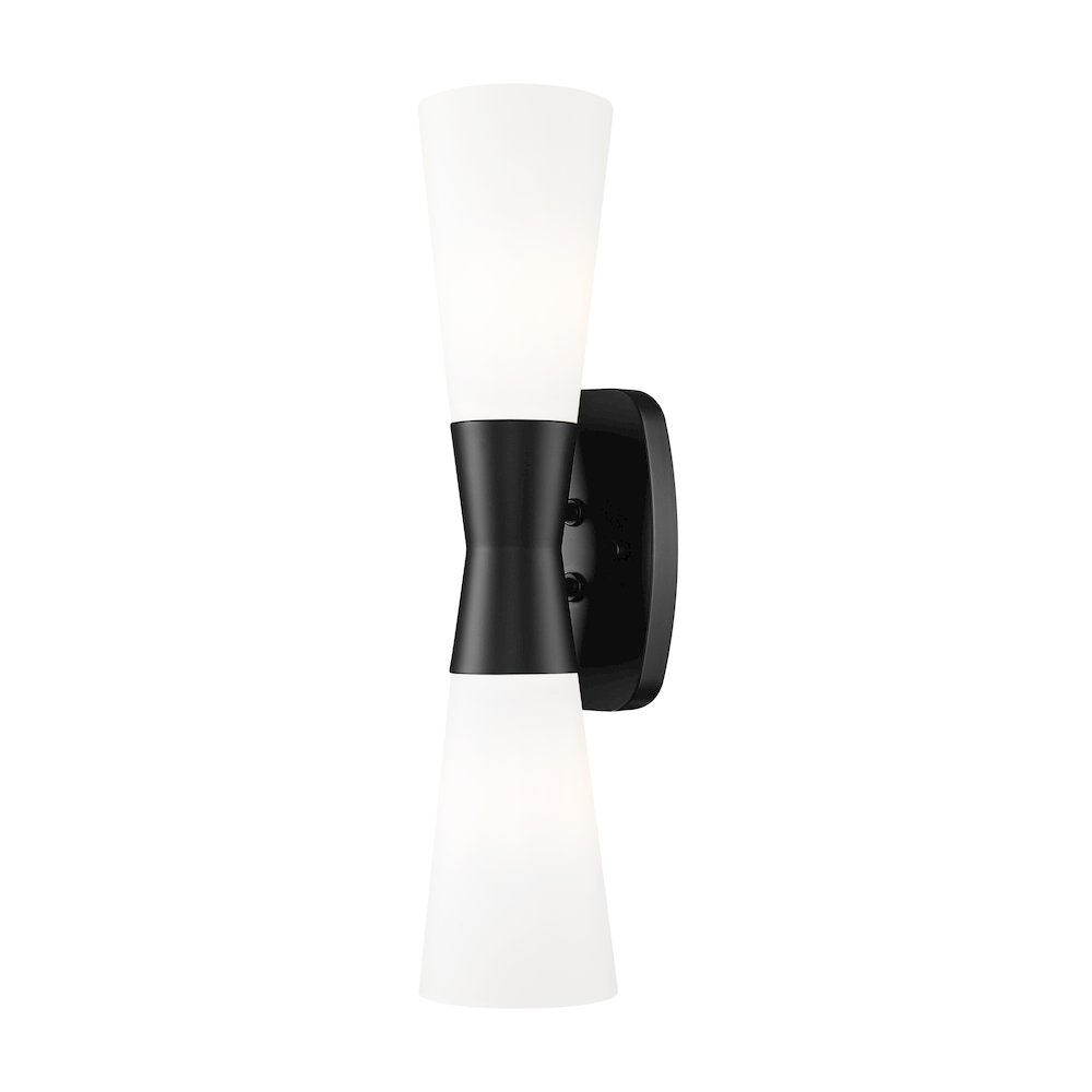 Z-Lite 2 Light Wall Sconce, Matte Black. Picture 1