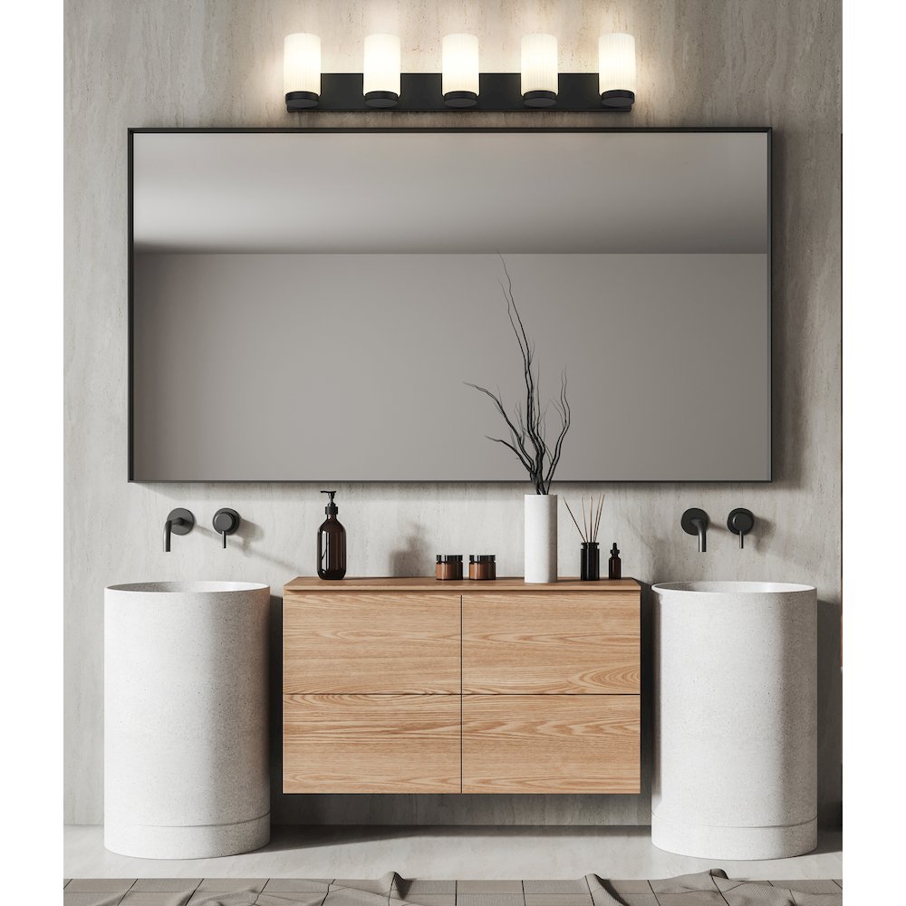 Z-Lite Burk 5 Light Vanity, Matte Black. Picture 6