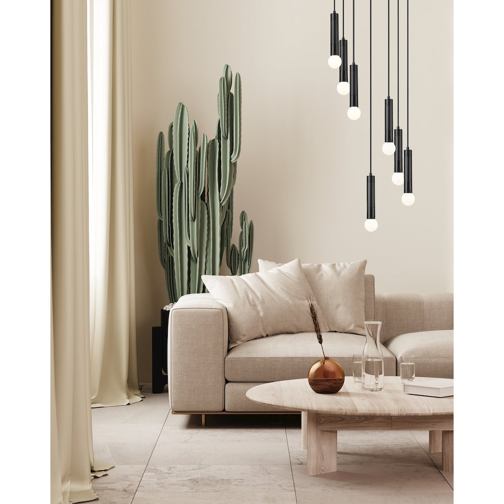 Z-Lite Stari 5 Light Chandelier in Matte Black color, Steel frame. Picture 6
