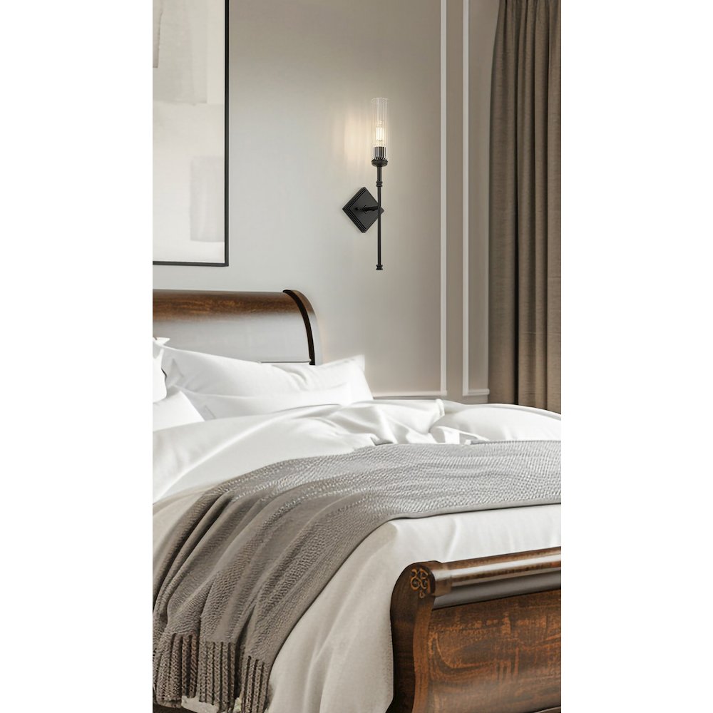 Z-Lite 1 Light Wall Sconce, Matte Black. Picture 6