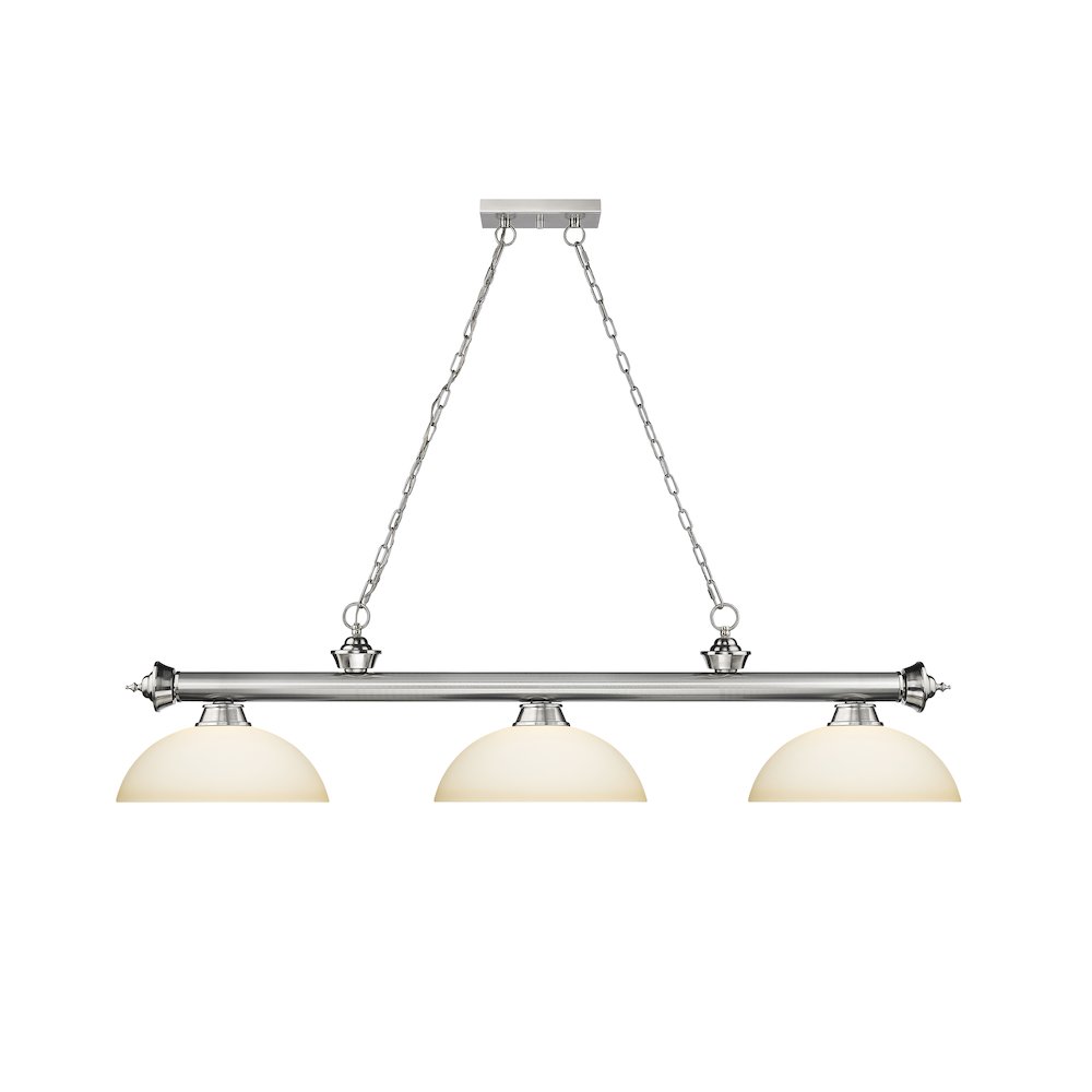 Z-Lite Cordon 3 Light Billiard, Steel Frame, Matte Opal Shade Color. Picture 2