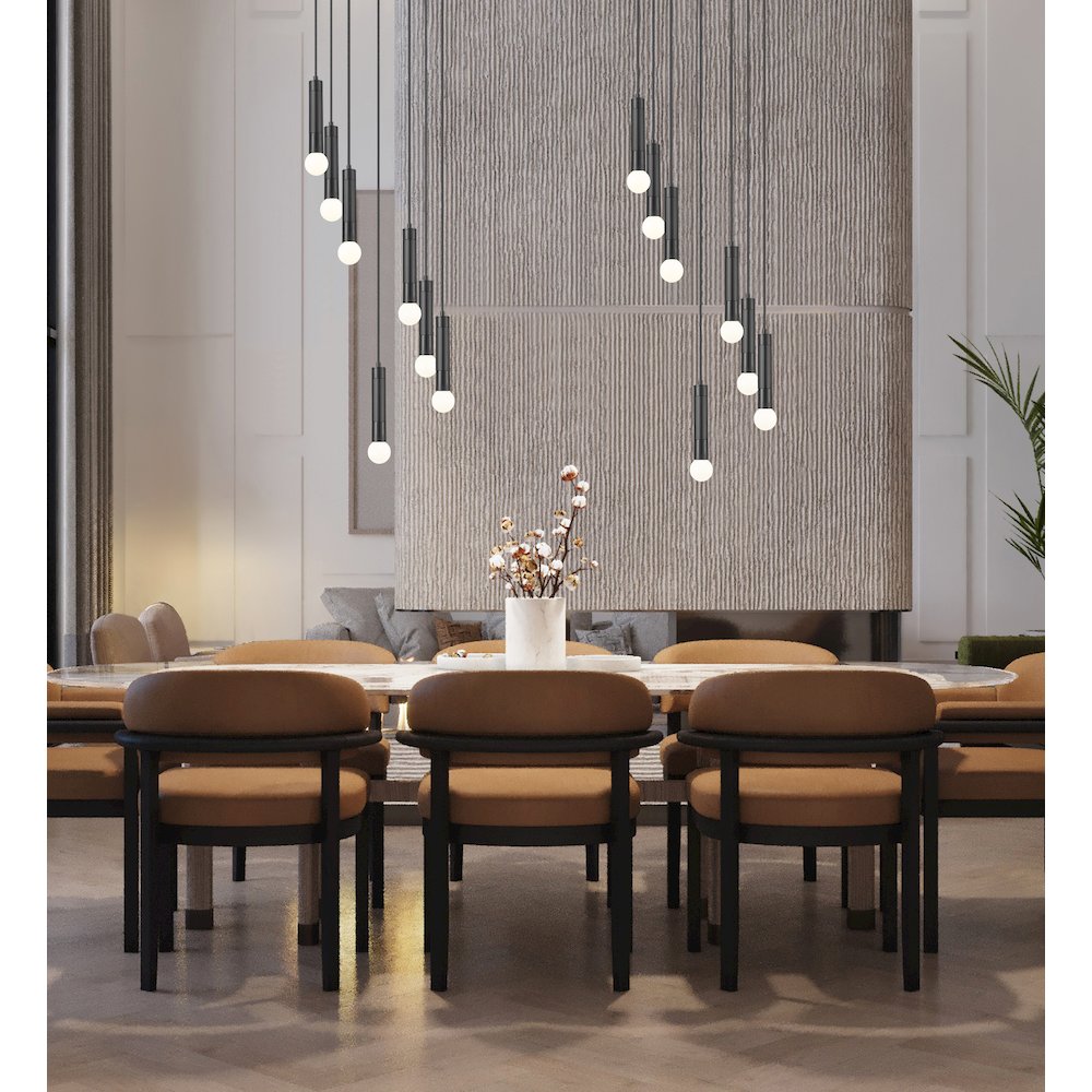 Z-Lite Stari 7 Light Chandelier in Matte Black color, Steel frame. Picture 7