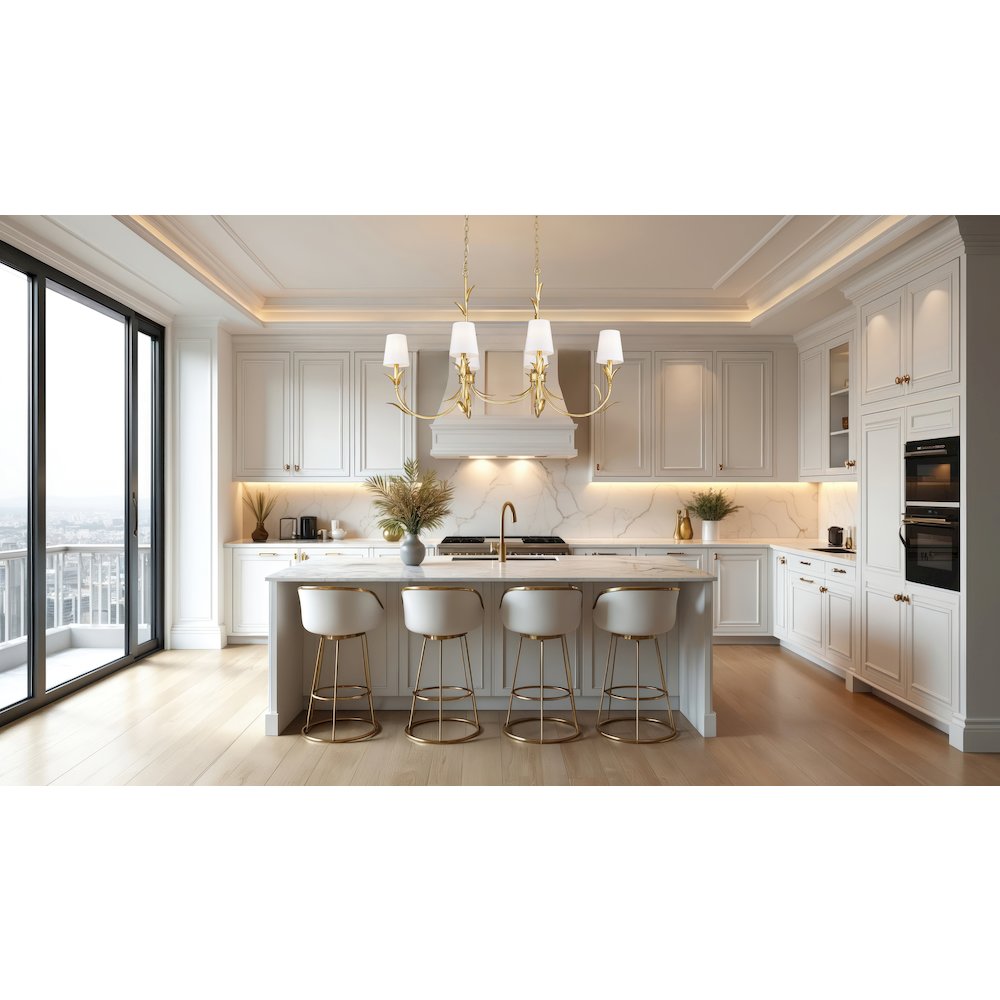Z-Lite 6 Light Linear Chandelier, Gold Leaf. Picture 6